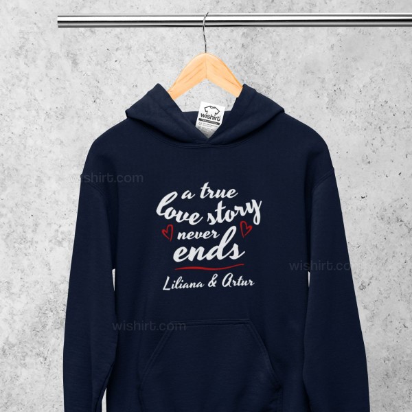 True Love Story with Customizable Names Plus Size Hoodie
