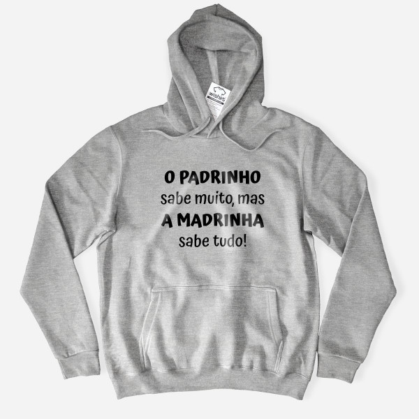 Sweatshirt com Capuz Tamanho Grande Madrinha sabe tudo