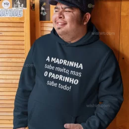 Sweatshirt com Capuz Tamanho Grande Padrinho sabe tudo