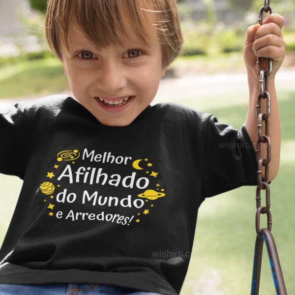 T-shirt Melhor Afilhado do Mundo e Arredores para Criança