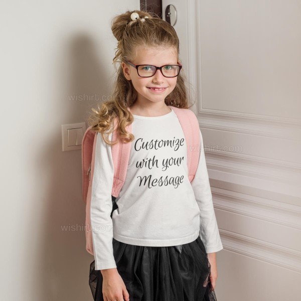 Kid's Long Sleeve T-shirt with Customizable Message