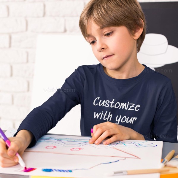 Kid's Long Sleeve T-shirt with Customizable Message