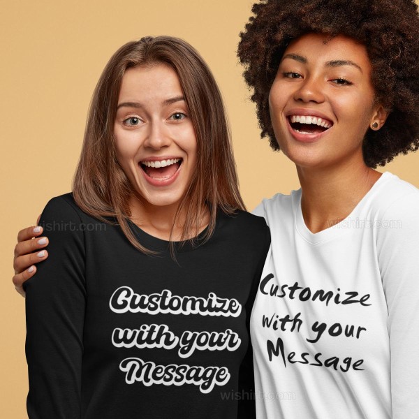 T-shirt Manga Comprida com Mensagem Personalizável Mulher