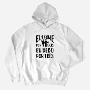 Sweatshirt com Capuz Tamanho Grande Ela Come por Dois