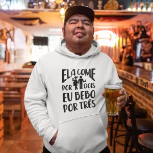 Sweatshirt com Capuz Tamanho Grande Ela Come por Dois