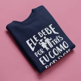 Sweatshirt Tamanho Grande Ele Bebe por Três