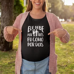 T-shirt Manga Comprida Ele Bebe por Três para Mulher