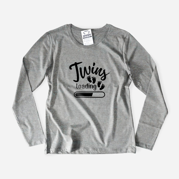 Twins Loading Long Sleeve T-shirt for Pregnant Woman