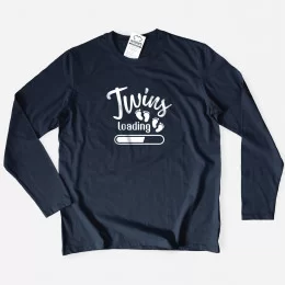 T-shirt Manga Comprida Tamanho Grande Grávida Twins Loading