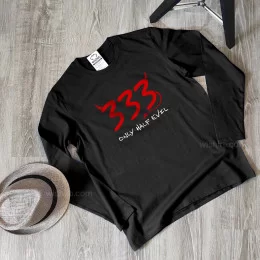 333 Only Half Evil Large Size Long Sleeve T-shirt
