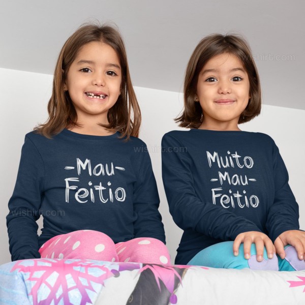 Conjunto T-shirts Manga Comprida Mau Feitio para Irmãs