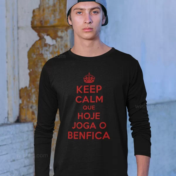 T-shirt de Manga Comprida Keep Calm Benfica para Homem T-shirt de Manga Comprida Keep Calm Benfica para Homem