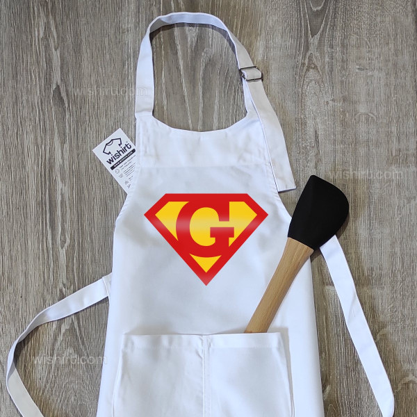 Customizable Letter Superman Apron for Kids