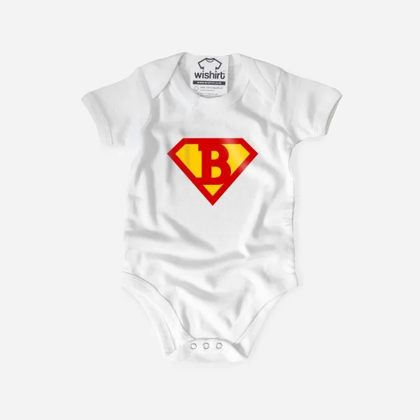 Customizable Letter Superman Babygrow Customizable Letter Superman Babygrow