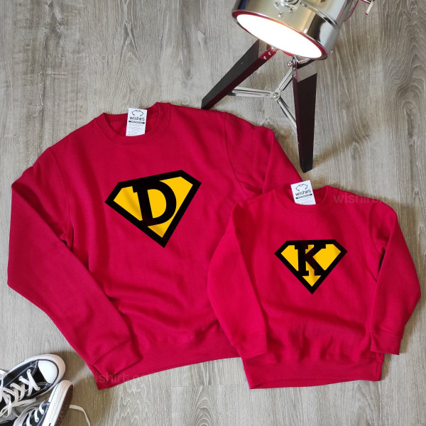 Superman Customizable Father and Children Sweatshirt Set