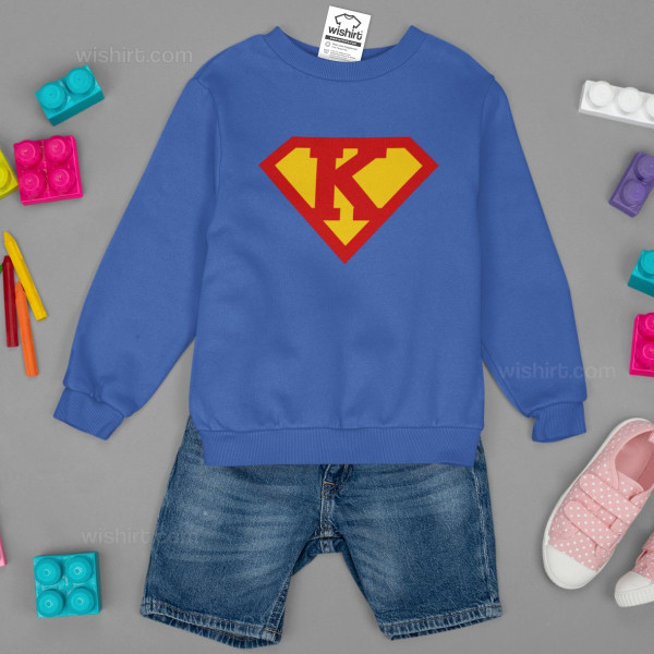 Customizable Letter Superman Sweatshirt for Kids