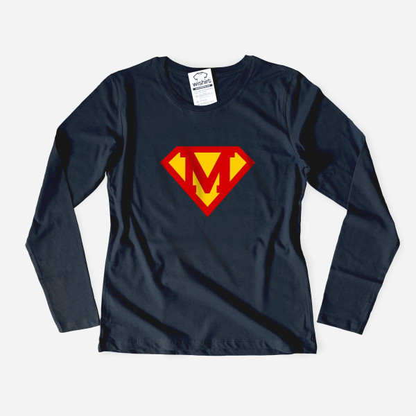 Customizable Letter Superwoman Long Sleeve T-shirt for Women