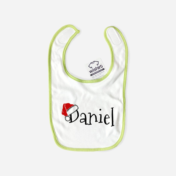 Babete Gorro Pai Natal com Nome Personalizável Babete Gorro Pai Natal com Nome Personalizável