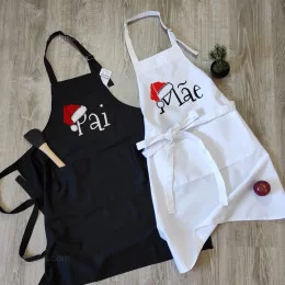 Santa Hat with Customizable Name Apron Set