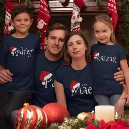 Santa Hat with Customizable Name T-shirt Set