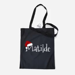 Saco de Pano Gorro Pai Natal com Nome Personalizável