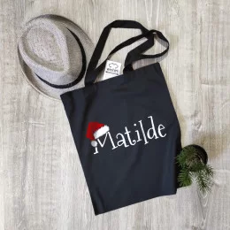 Saco de Pano Gorro Pai Natal com Nome Personalizável