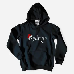 Sweatshirt com Capuz Gorro Pai Natal Nome Editável Criança