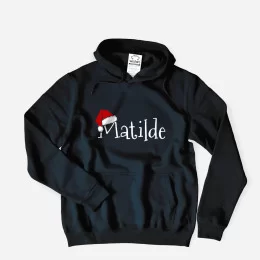 Sweatshirt com Capuz Gorro Pai Natal com Nome Editável
