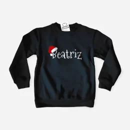 Sweatshirt Gorro Pai Natal com Nome Editável para Criança