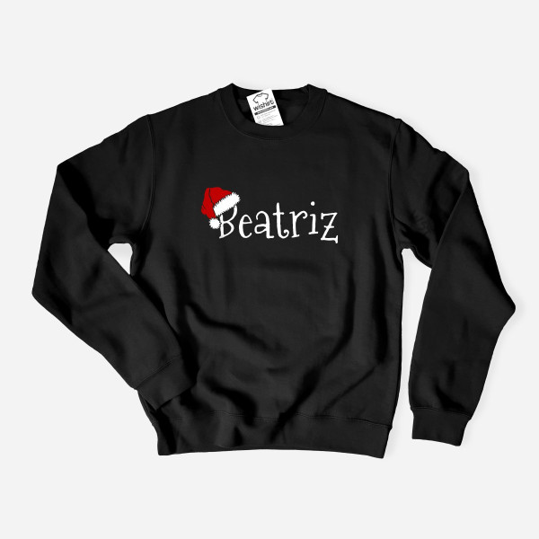Santa Hat with Customizable Name Large Size Sweatshirt