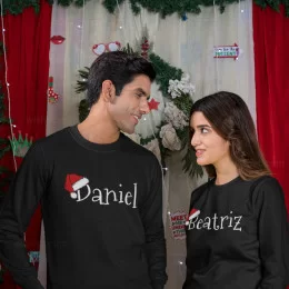 Santa Hat with Customizable Name Sweatshirt
