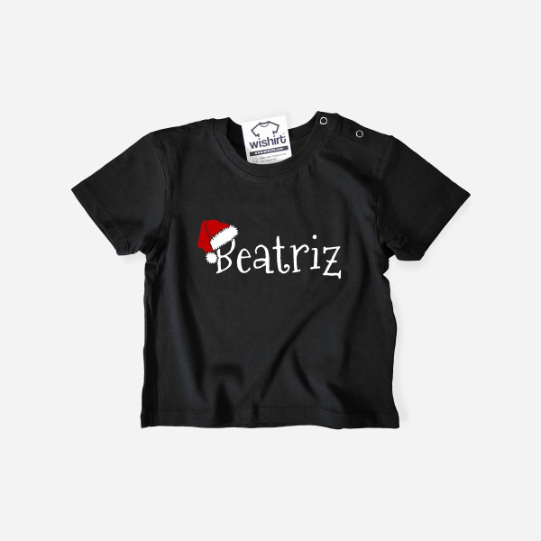 T-shirt Gorro Pai Natal com Nome Personalizável para Bebé