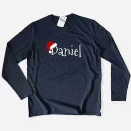Santa Hat with Custom Name Men's Long Sleeve T-shirt
