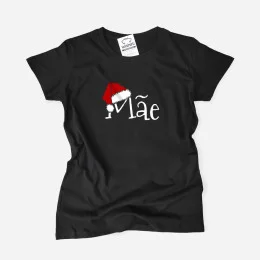 T-shirt Gorro Pai Natal com Nome Personalizável para Mulher