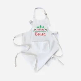Christmas Apron with Customizable Surname for Children