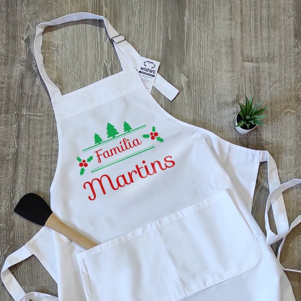 Matching Christmas Aprons with Customizable Surname