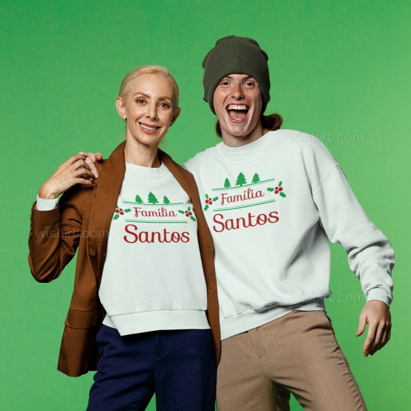 Matching Christmas Sweatshirts with Customizable Surname