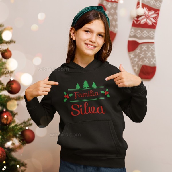 Sweatshirt com Capuz de Natal Apelido Personalizável Criança