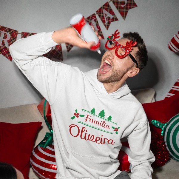 Sweatshirts Capuz de Natal a Combinar com Apelido Editável