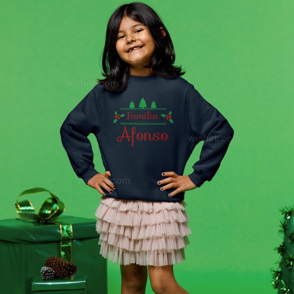 Christmas Sweatshirt with Customizable Surname for Children