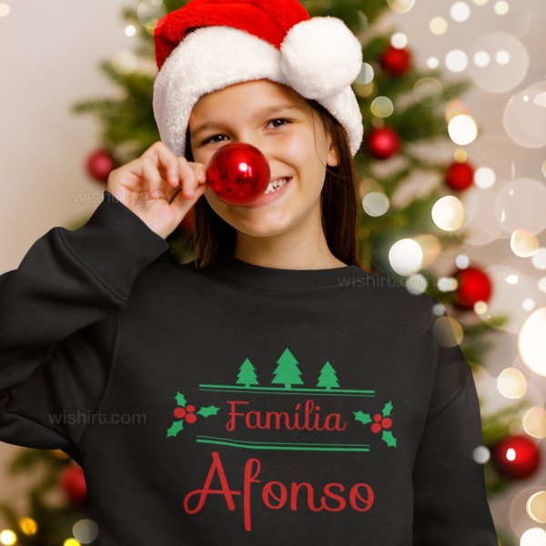 Christmas Sweatshirt with Customizable Surname for Children