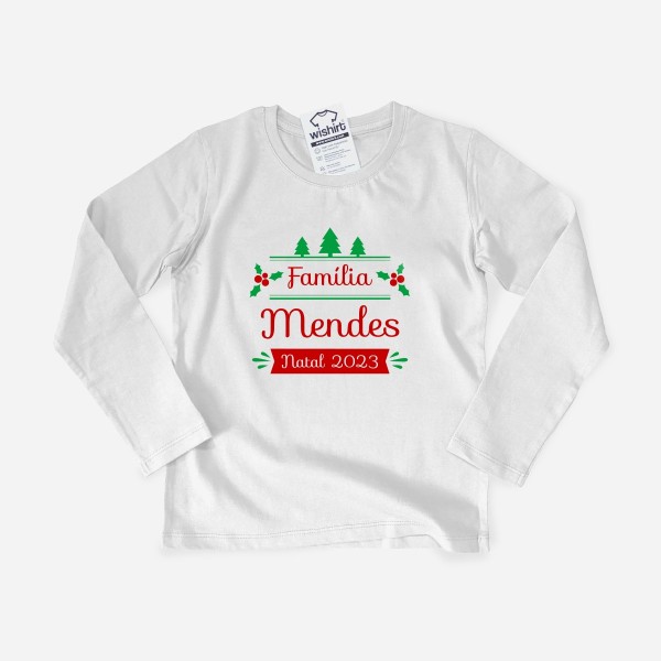 Christmas Long Sleeve T-shirt with Custom Surname Children