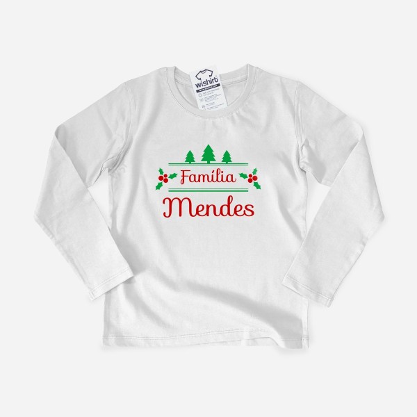 Christmas Long Sleeve T-shirt with Custom Surname Children