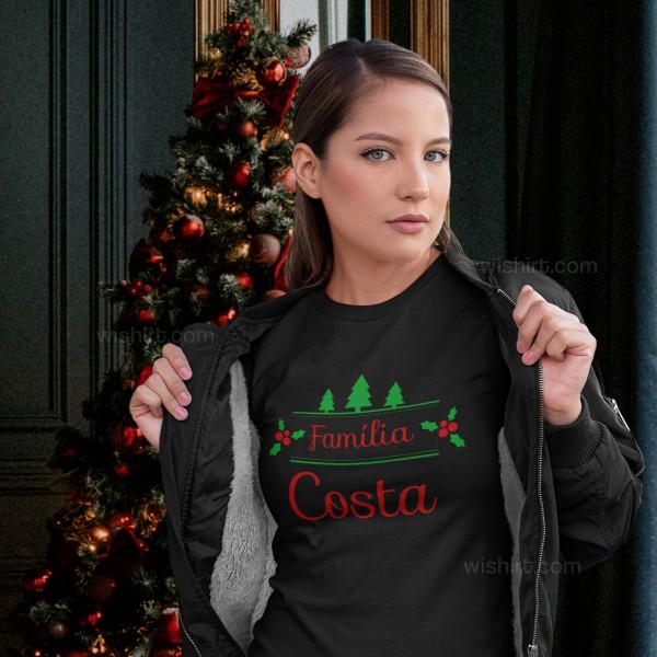 Matching Christmas Long Sleeve Tshirts with Custom Surname