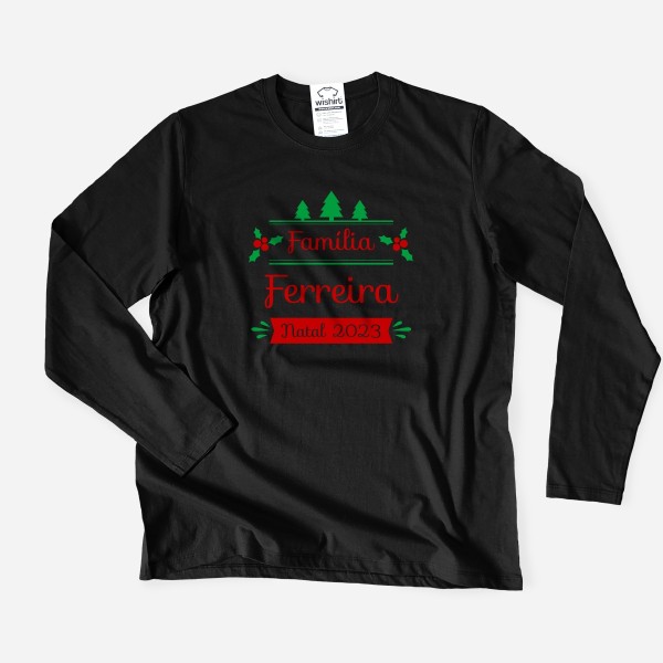 Christmas Long Sleeve T-shirt with Customizable Surname Men