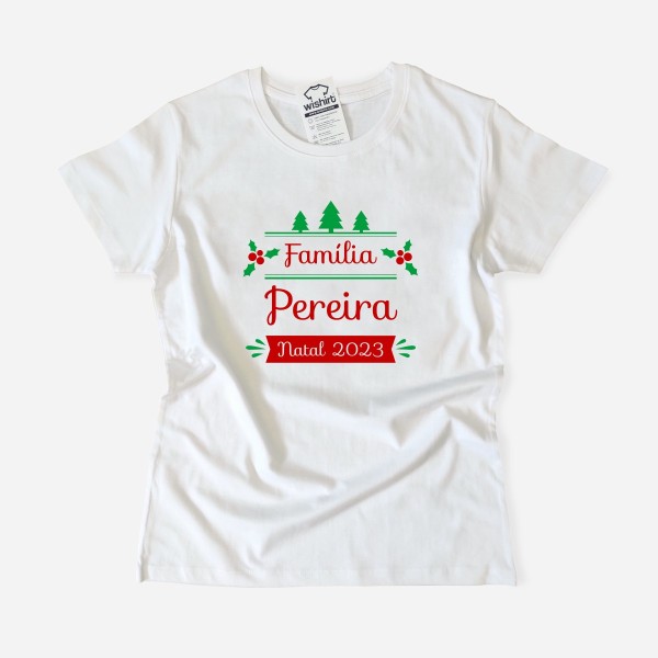 Christmas T-shirt with Customizable Surname for Women