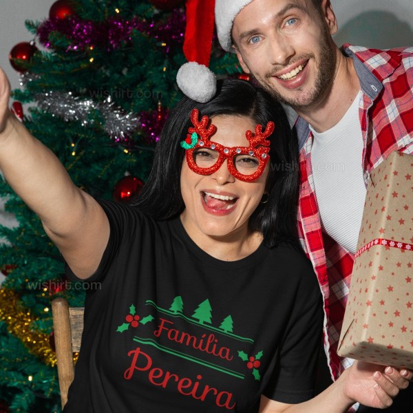 T-shirt de Natal com Apelido Personalizável para Mulher