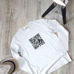 T-shirt Manga Comprida Tamanho Grande QR Code Personalizável