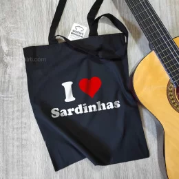 Saco de Pano I Love com Palavra Personalizável