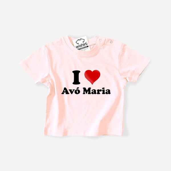 T-shirt I Love com Palavra Personalizável para Bebé